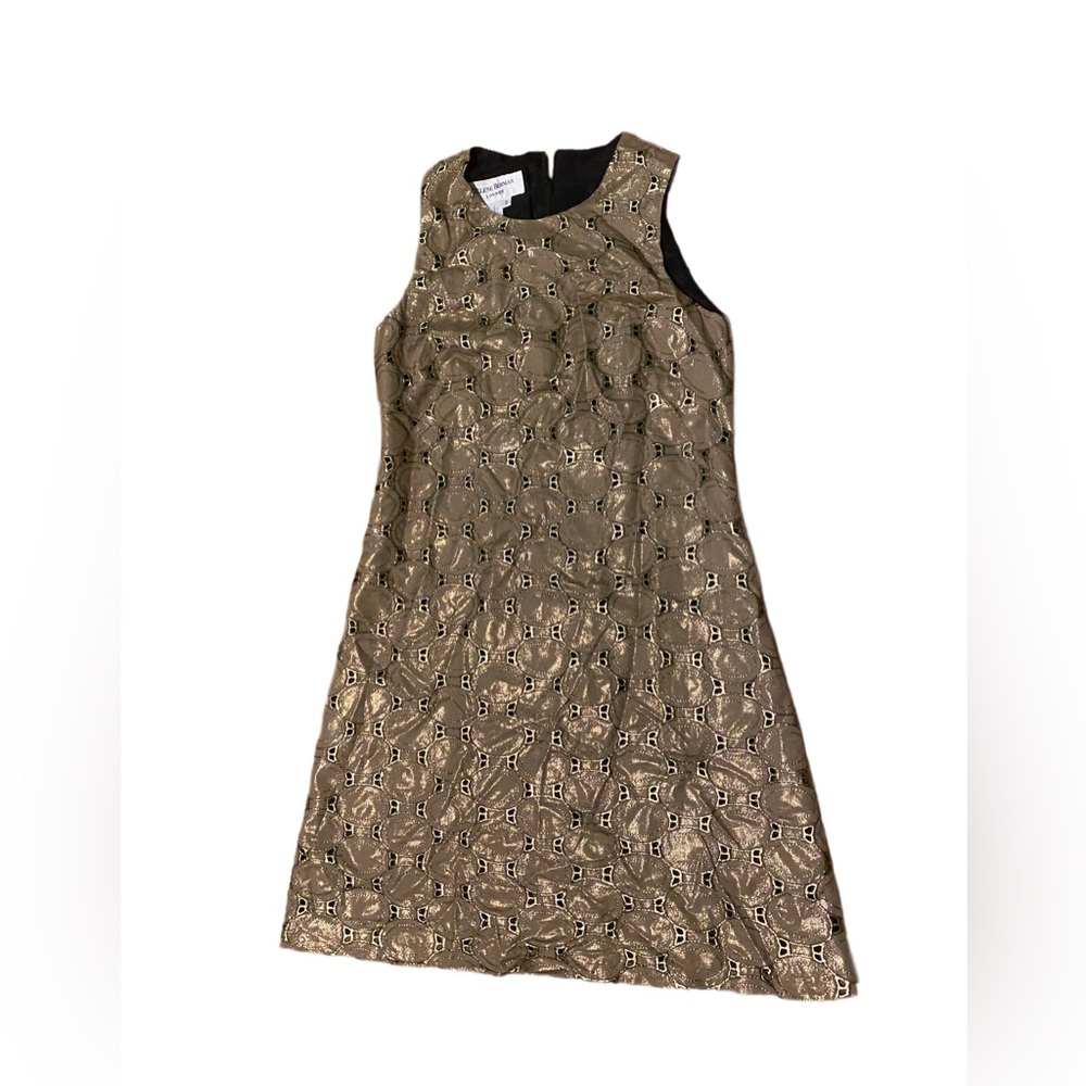 Y2k Helene Berman London gold brown embroidered mini sleeveless dress